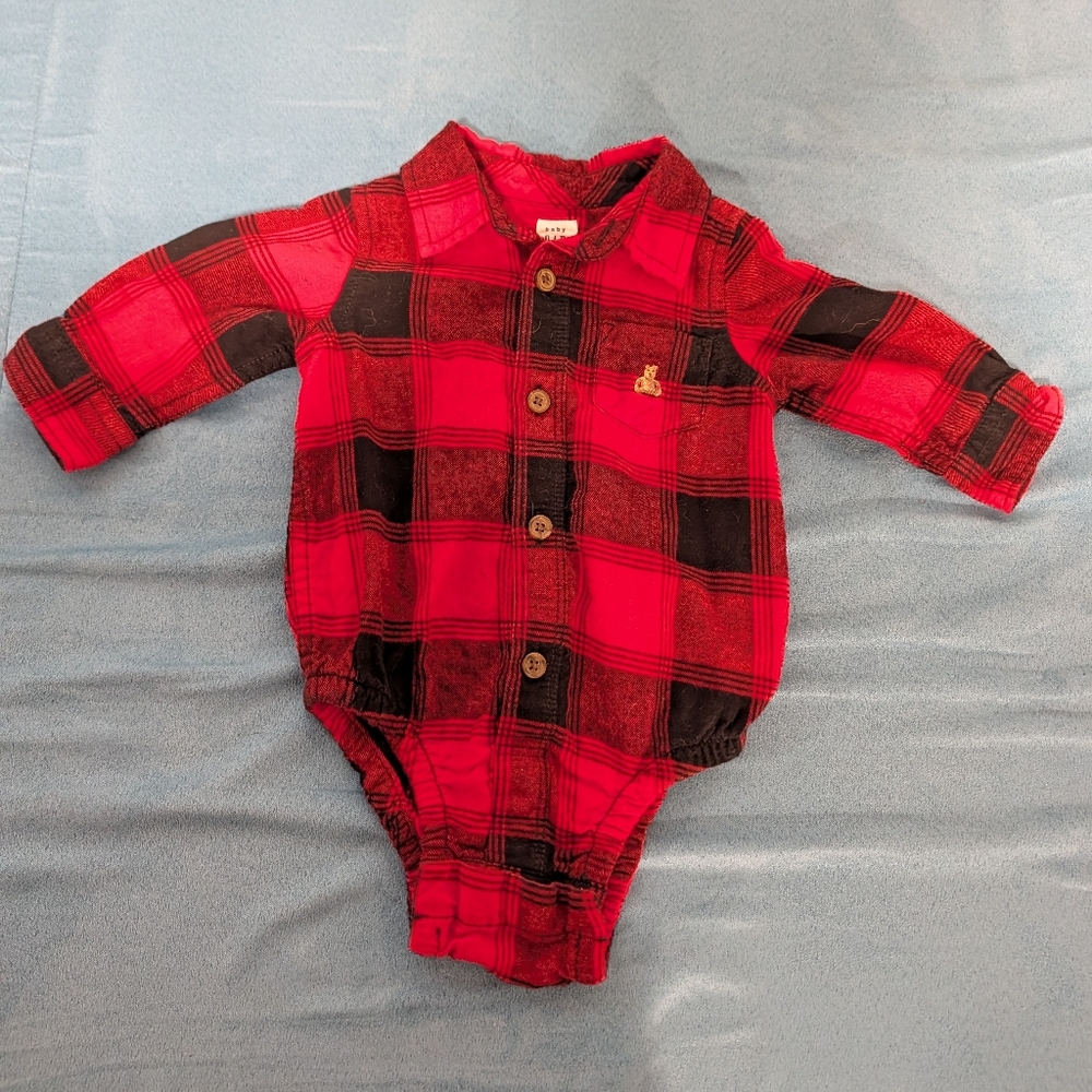GAP Red and Black Plaid Kids Button Down Shirt